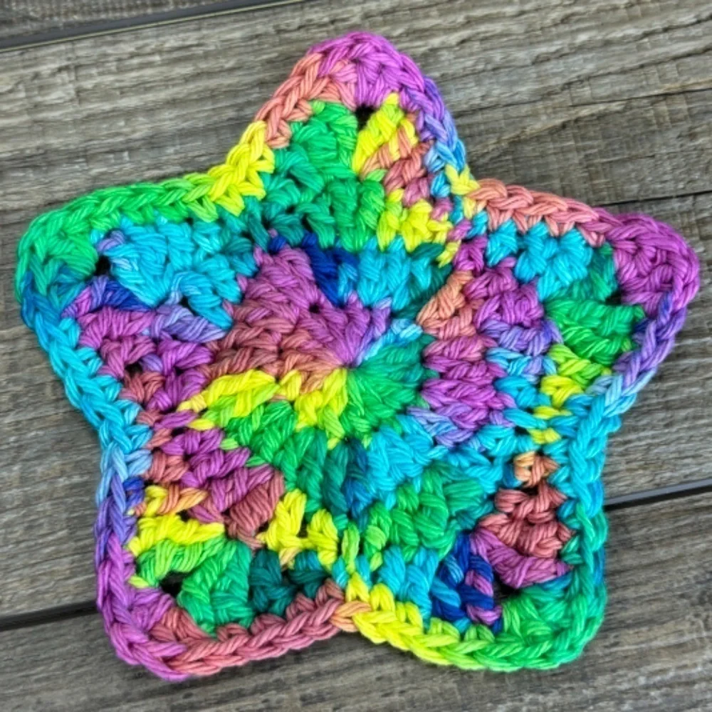 Rainbow‎ Star Cup Mug Coasters Set of 4 Handcrafted Crochet by Seller Cotton